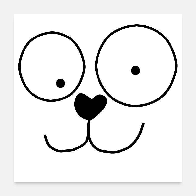 Hundi - Poster 60x60 cm - Weiß