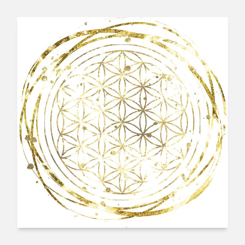 Fleur de Vie en or Poster 60 x 60 cm
