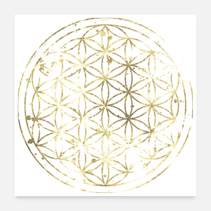 Blume des Lebens gold Poster 60x60 cm