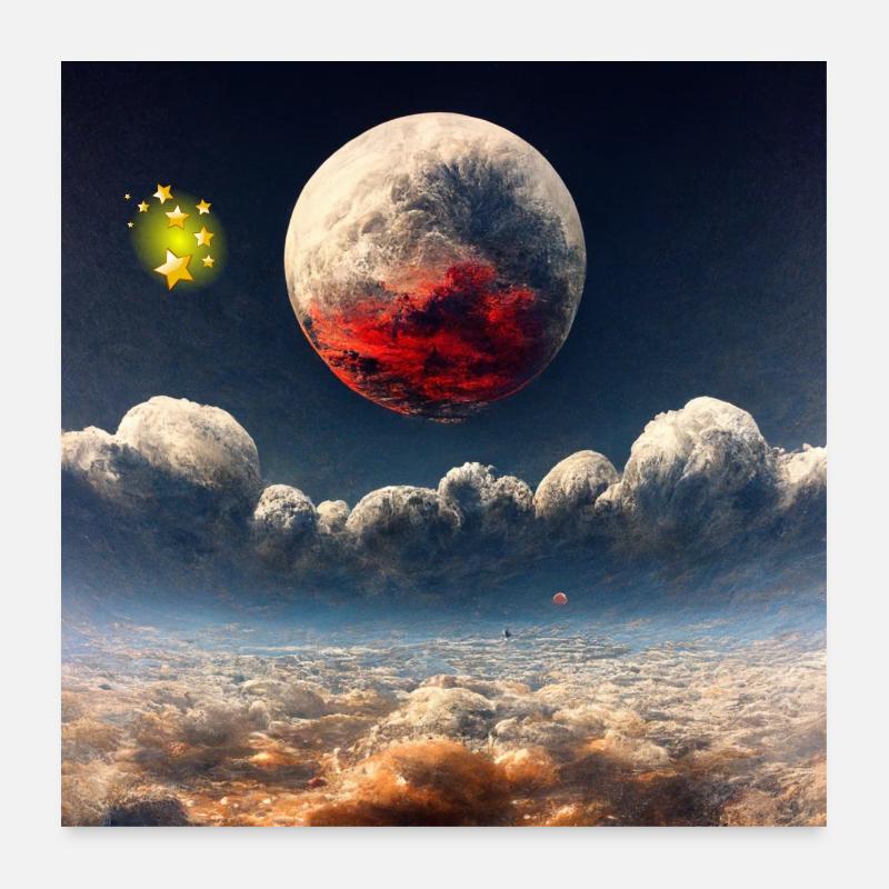 Planetary space panorama with star egg. - Poster 24" x 24" (60x60 cm) - white