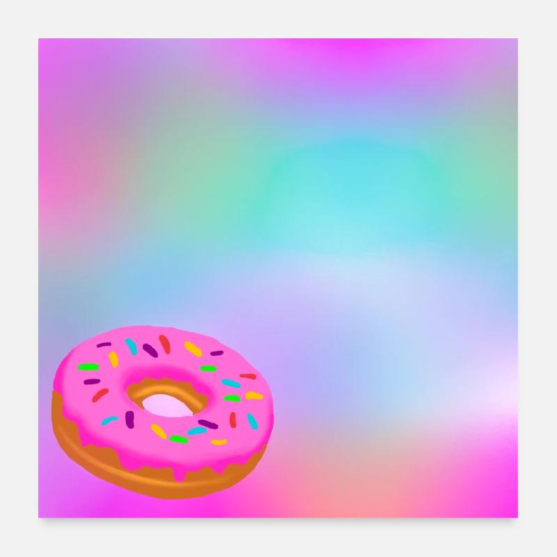Rosa Eisdonut - Poster 60x60 cm - Weiß