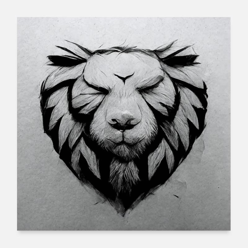 Löwen Kopf Poster 60x60 cm
