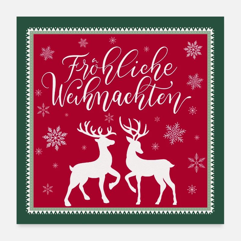 Merry Christmas. Deer and deer in the snow. Poster 24" x 24" (60x60 cm)