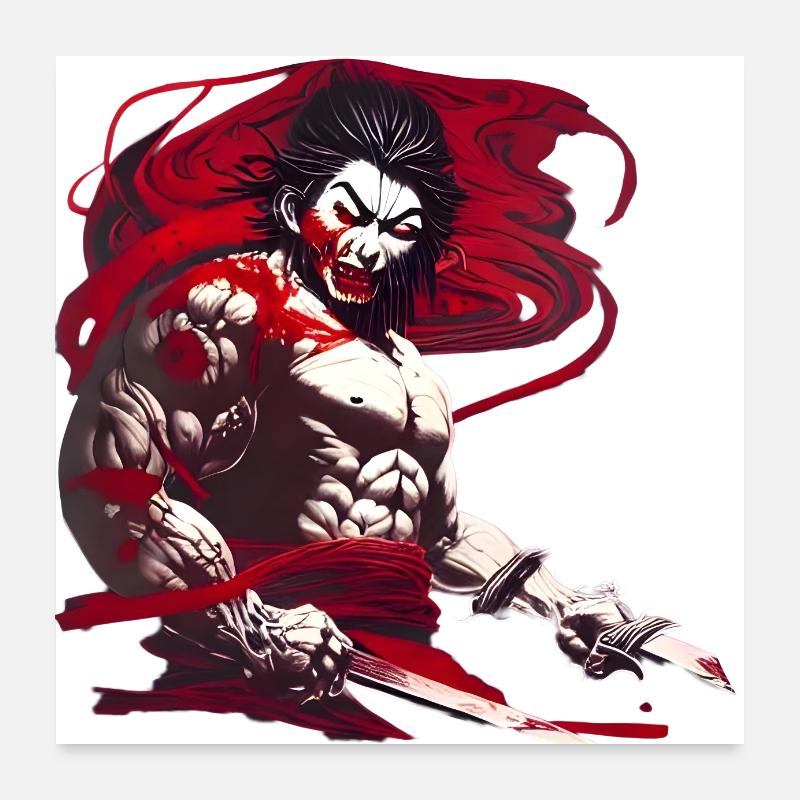 Guerrier samouraï Poster 60 x 60 cm