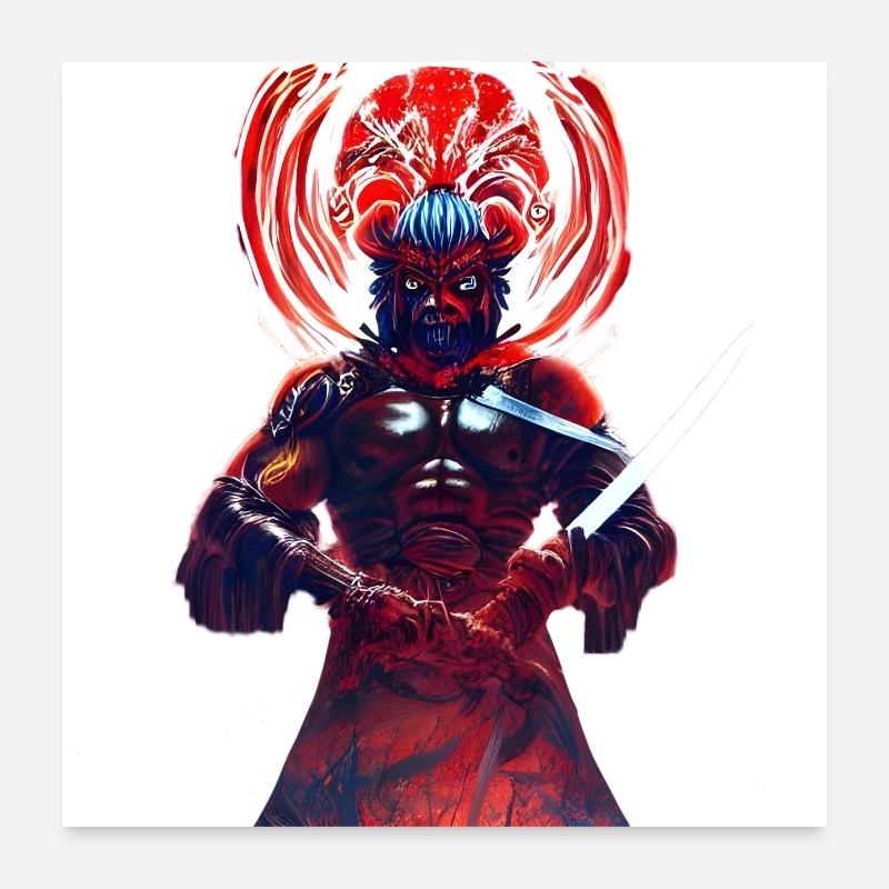 Red Samurai Poster 24" x 24" (60x60 cm)