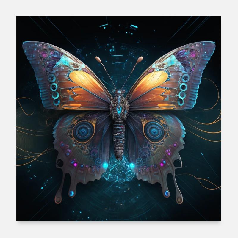 Cyber Butterfly Poster 24" x 24" (60x60 cm)
