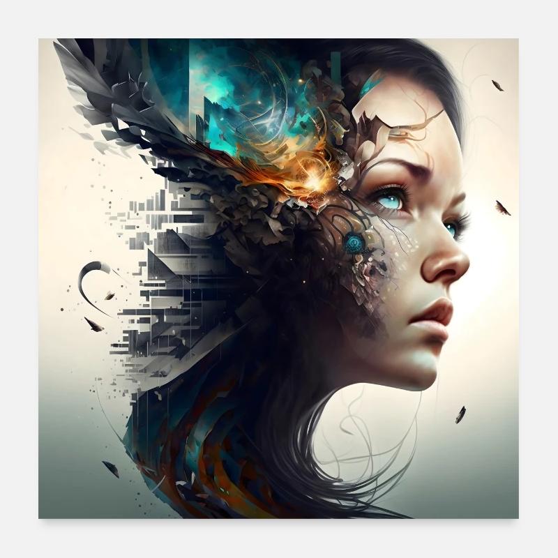 Grafikdesign Mädchen Poster 60x60 cm