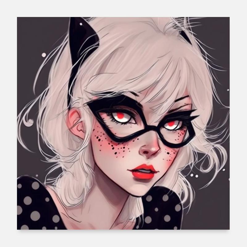 Blondes Katzenmädchen Anime Poster 60x60 cm