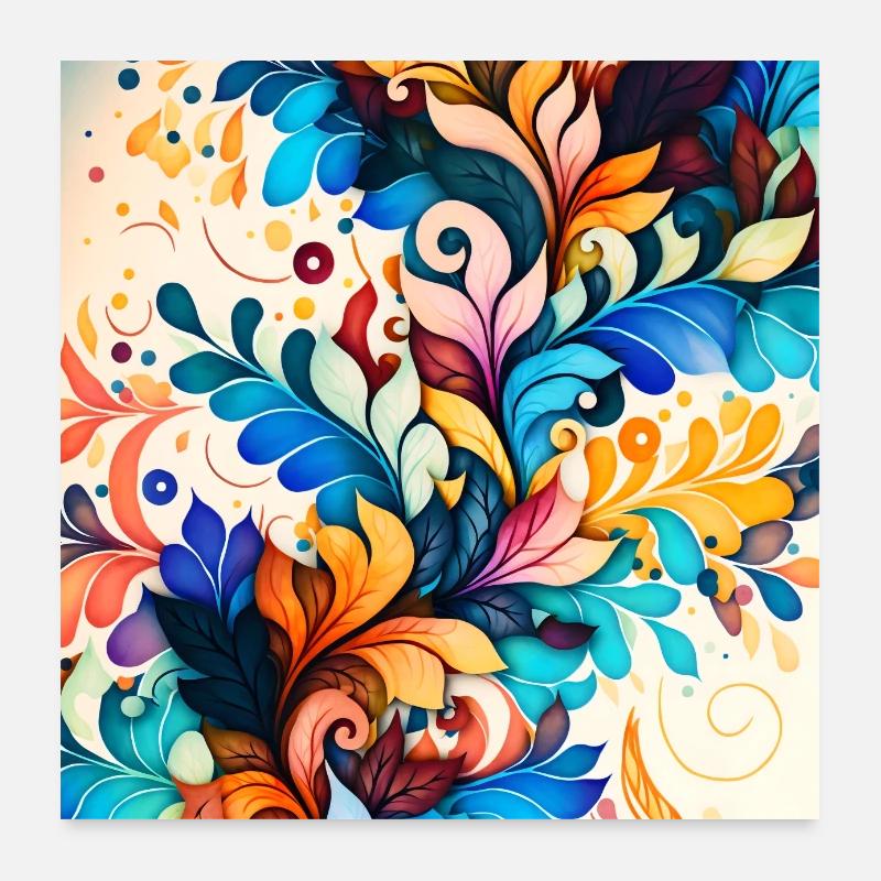 Colourful flower pattern Poster 24" x 24" (60x60 cm)