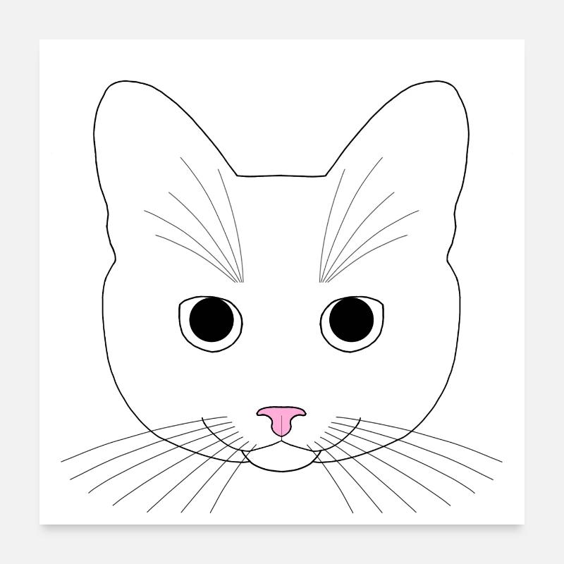Chat tête blanc yeux transparent Poster 60 x 60 cm