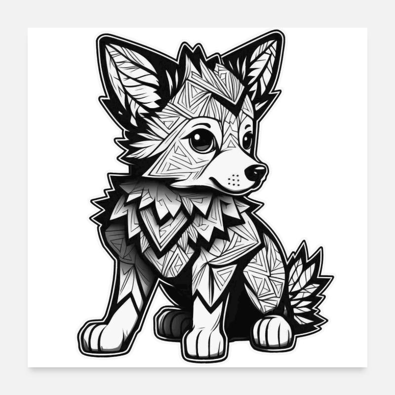 Curious baby wolf Poster 24" x 24" (60x60 cm)