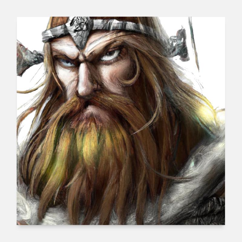 Wütender Wikingerkopf Poster 60x60 cm