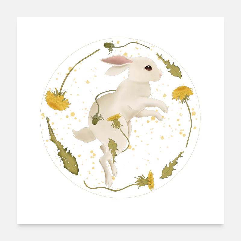 Rabbit with sowthistle Poster 24" x 24" (60x60 cm)