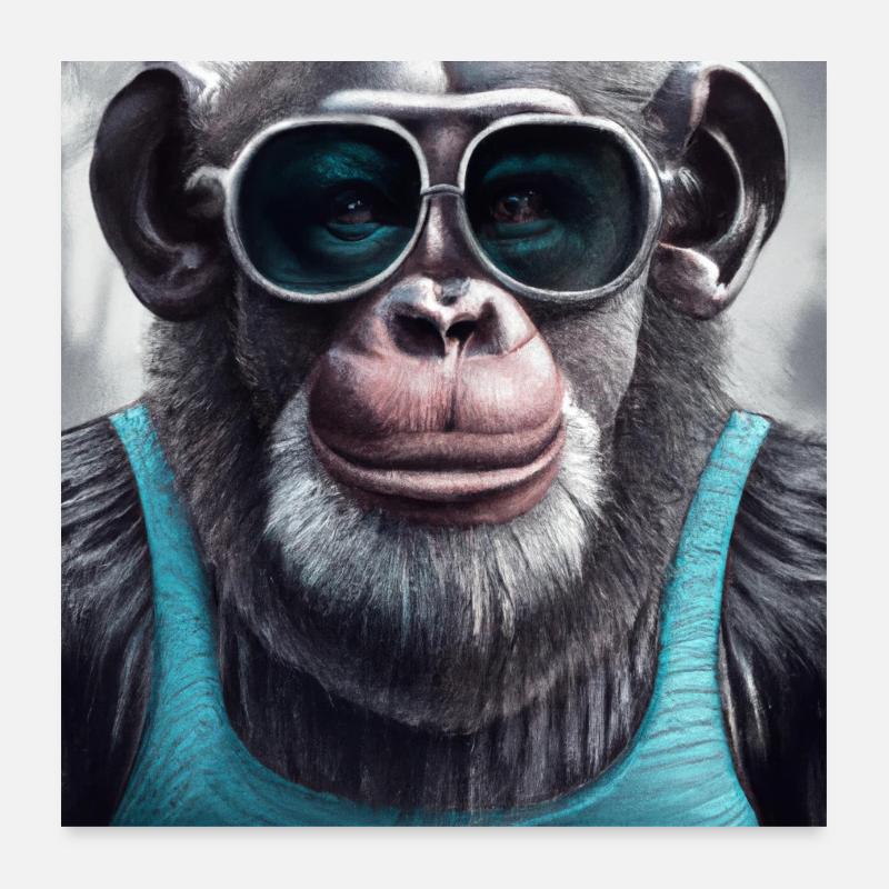 Gorilla Be Cool Poster - KI generiert - AI Art Poster 60x60 cm