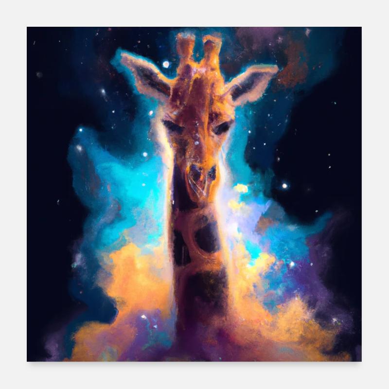 Giraffe Nebula - KI generierte Kunst - AI Art Poster 60x60 cm
