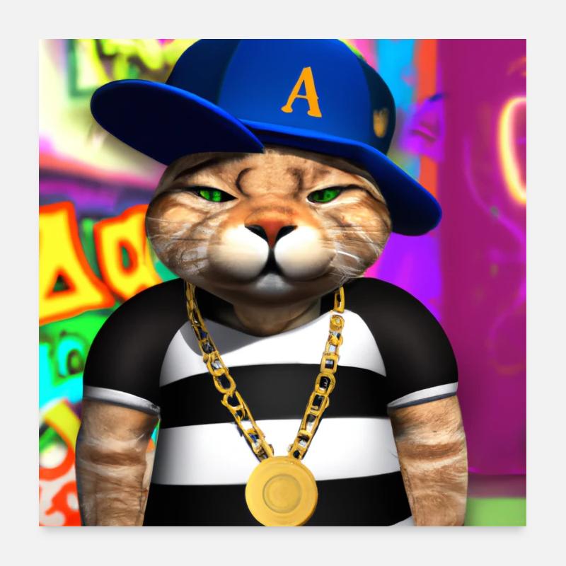 Cool Cat - AI Generated Art - AI Art Poster 24" x 24" (60x60 cm)