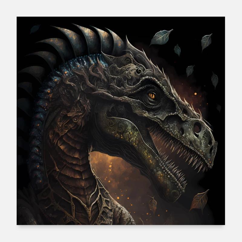 Dark Fantasy Dinosaurs Poster 24" x 24" (60x60 cm)