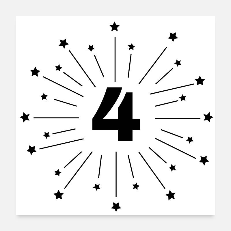 4e anniversaire étoilé - cadeau 4 ans Poster 60 x 60 cm