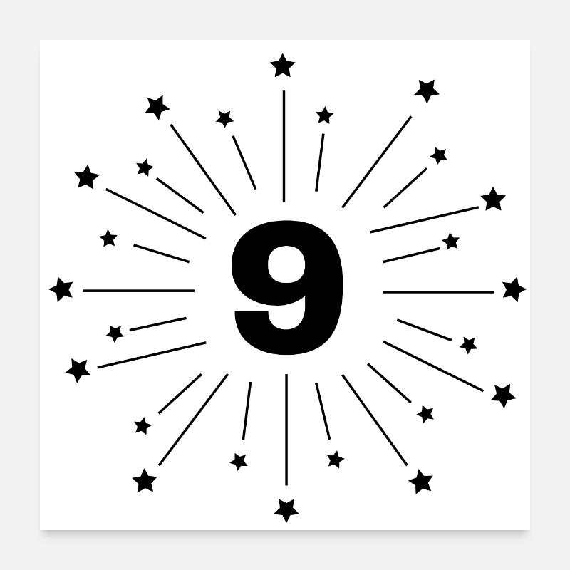 9e anniversaire étoilé - cadeau 9 ans - Poster 60 x 60 cm - blanc