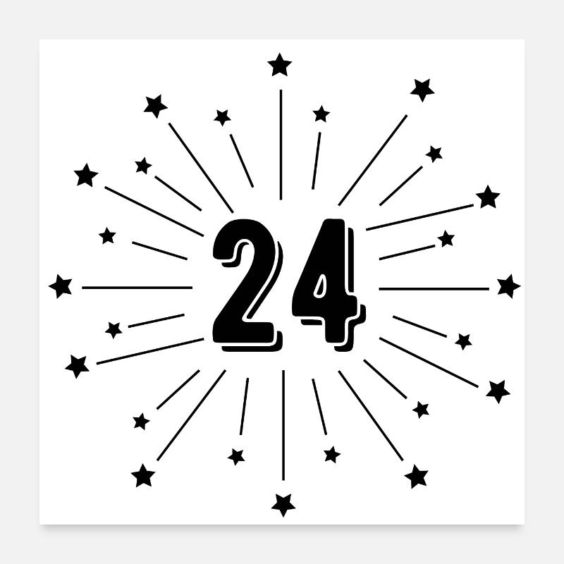 24e anniversaire étoilé - cadeau 24 ans Poster 60 x 60 cm