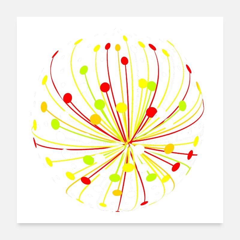 Explosion abstraite multicolore Poster 60 x 60 cm