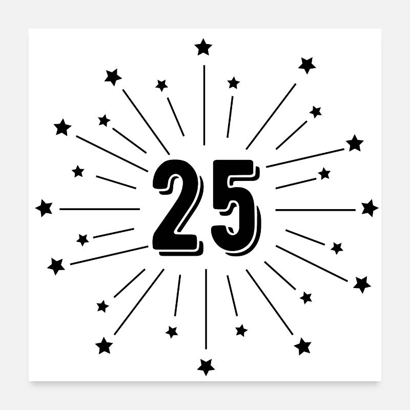 25th Starred Anniversary - 25th Anniversary Gift Poster 24" x 24" (60x60 cm)