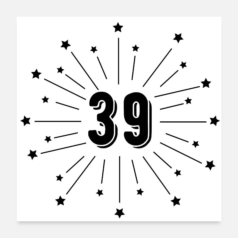 39th Starred Anniversary - 39th Anniversary Gift Poster 24" x 24" (60x60 cm)