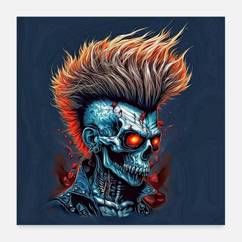 Horror Punk Zombie Skull Poster 24" x 24" (60x60 cm)