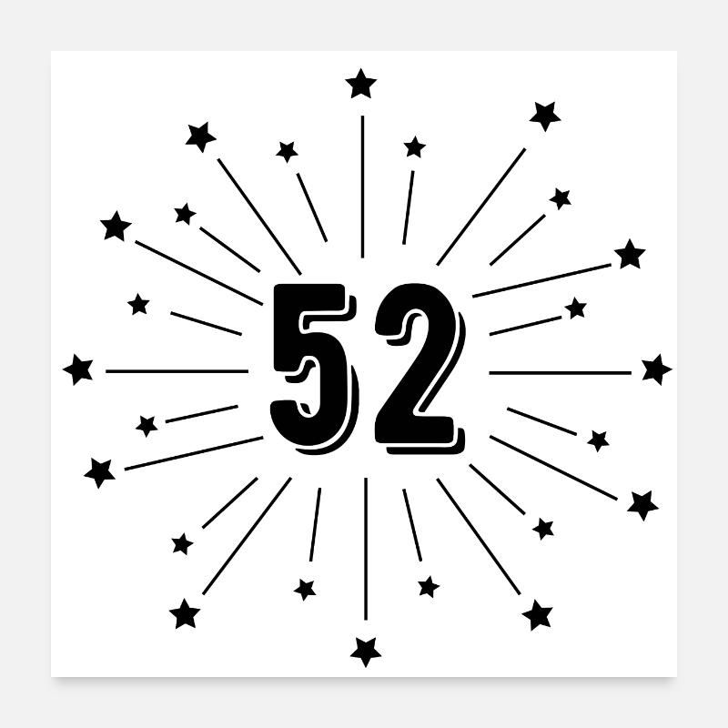 52. Sternjubiläum - 52 Jahre Geschenk Poster 60x60 cm