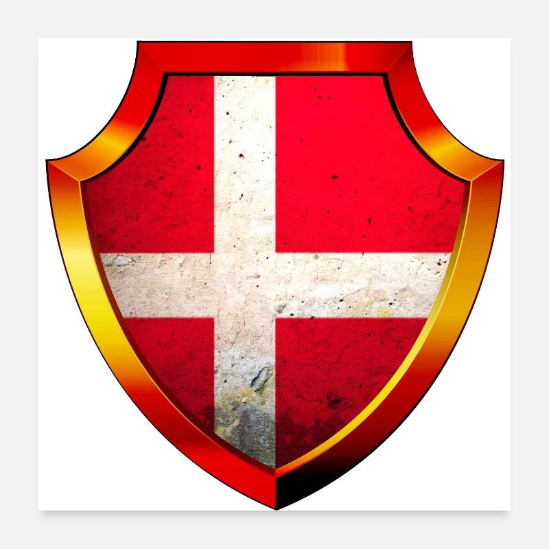 Danemark Copenhague Danois Scandinave Drapeau nordique Poster 60 x 60 cm
