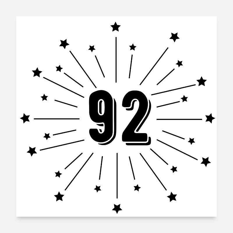 92. Sterngeburtstag - 92 Jahre Geschenk Poster 60x60 cm