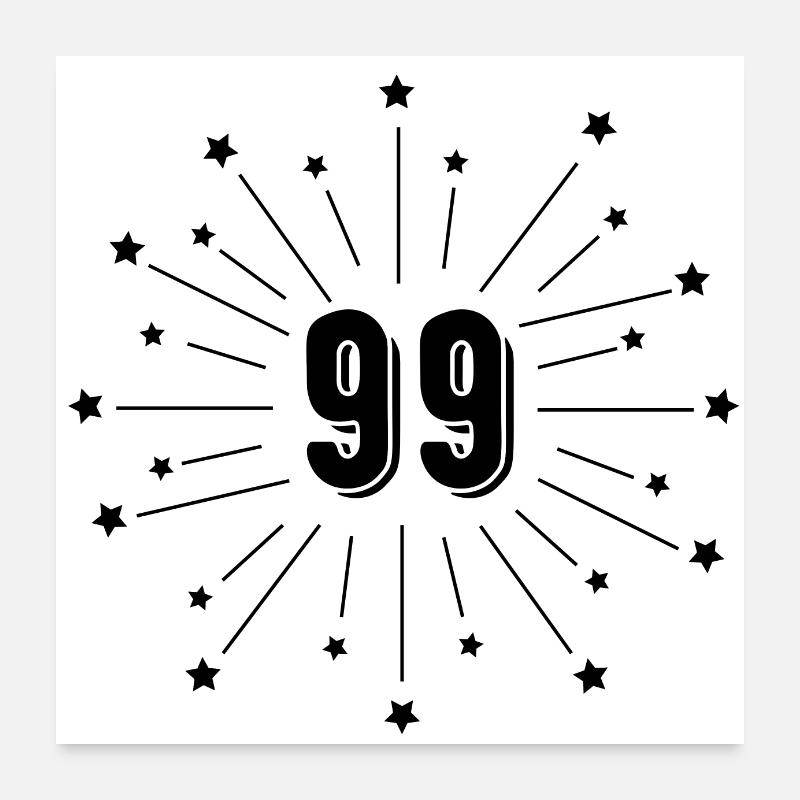 99th Starred Birthday - 99th Anniversary Gift Poster 24" x 24" (60x60 cm)