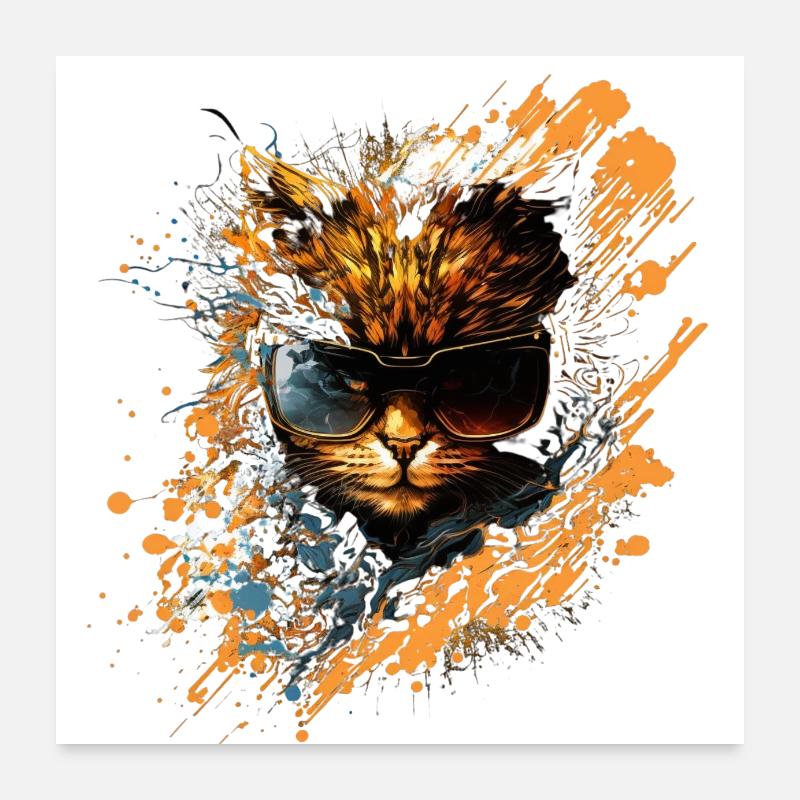 Furchtlos und wild: Badass-Katze! Poster 60x60 cm