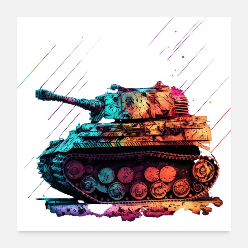 cool main battle tank in neon colors Poster 24" x 24" (60x60 cm)