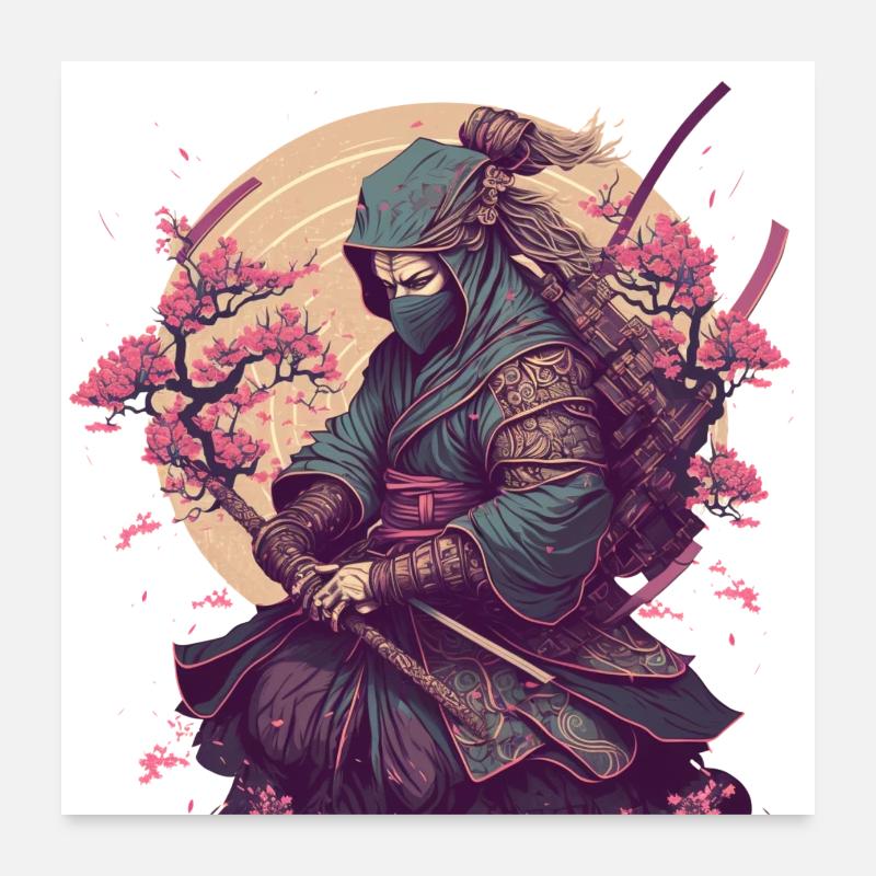 silent assassin, Japanese ninja Poster 24" x 24" (60x60 cm)