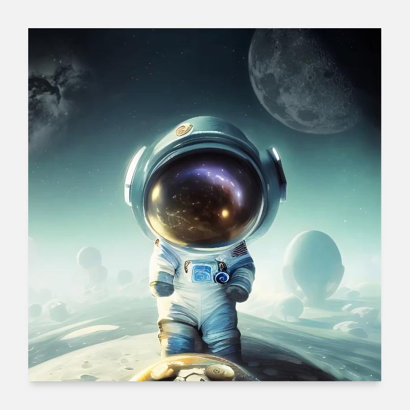 Le petit astronaute sur une planète Poster 60 x 60 cm
