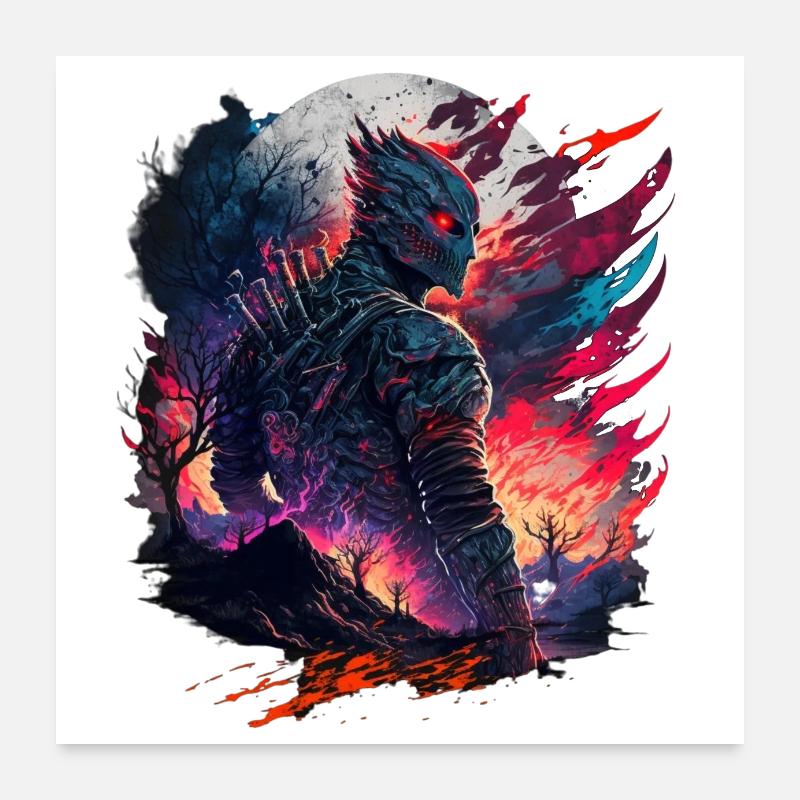 Apocalypse Ninja Warrior | AI generated Art Poster 24" x 24" (60x60 cm)