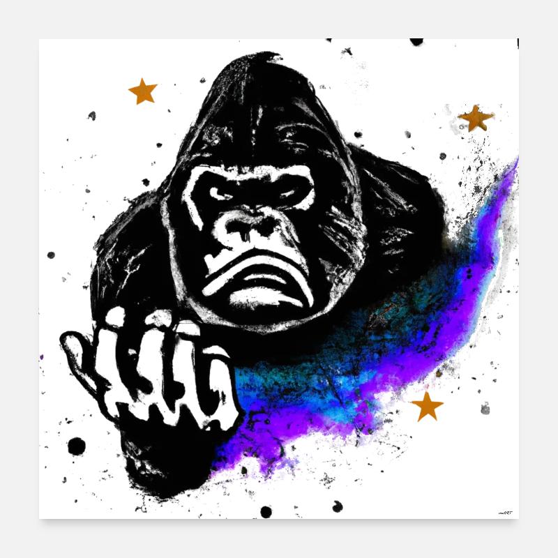 Gorilla Nebula | KI Kunst | AI generated Art Poster 60x60 cm