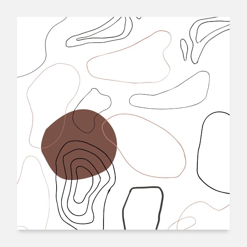 Abstract Pattern Topography Brown and black Poster 24" x 24" (60x60 cm)