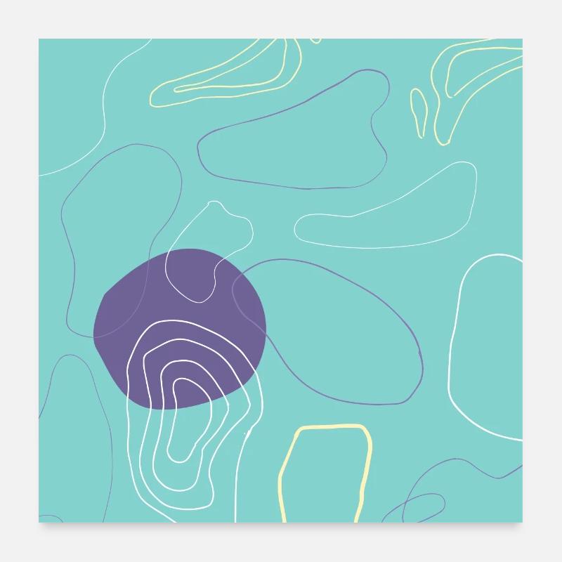 Abstract Pattern Topography Green and Indigo Poster 24" x 24" (60x60 cm)