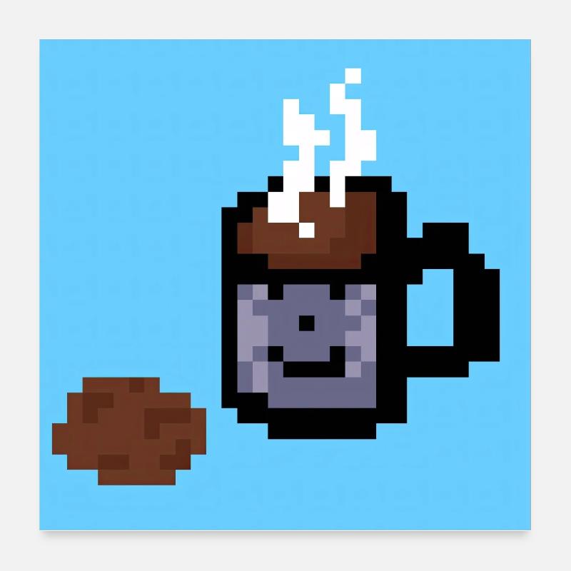 Kaffee und Keks Pixelart Poster 60x60 cm