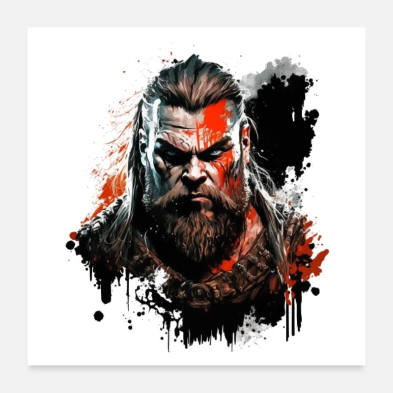 Wikinger Krieger Barbar Poster 60x60 cm