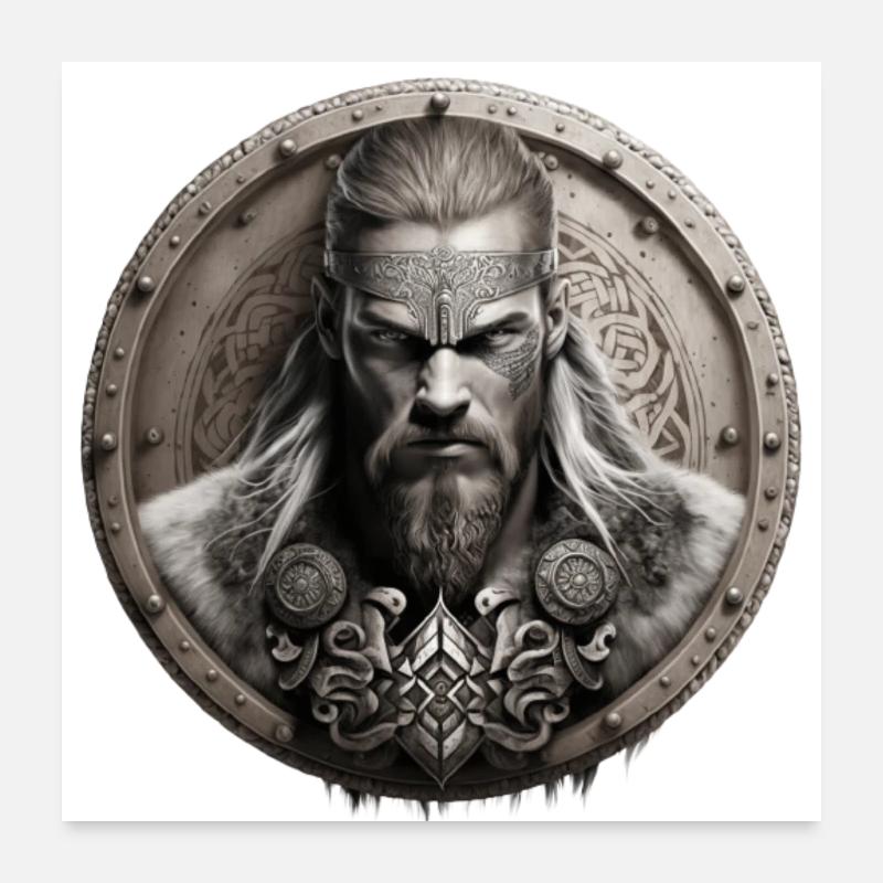 Viking Warrior Shield Wall Poster 24" x 24" (60x60 cm)