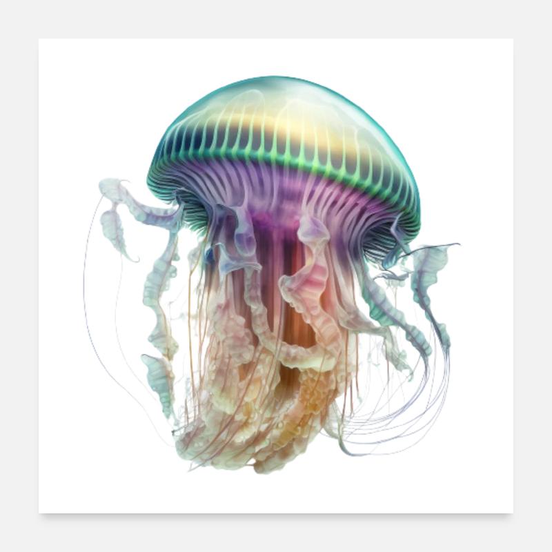 Conception colorée de méduses: élégante et accrocheuse Poster 60 x 60 cm