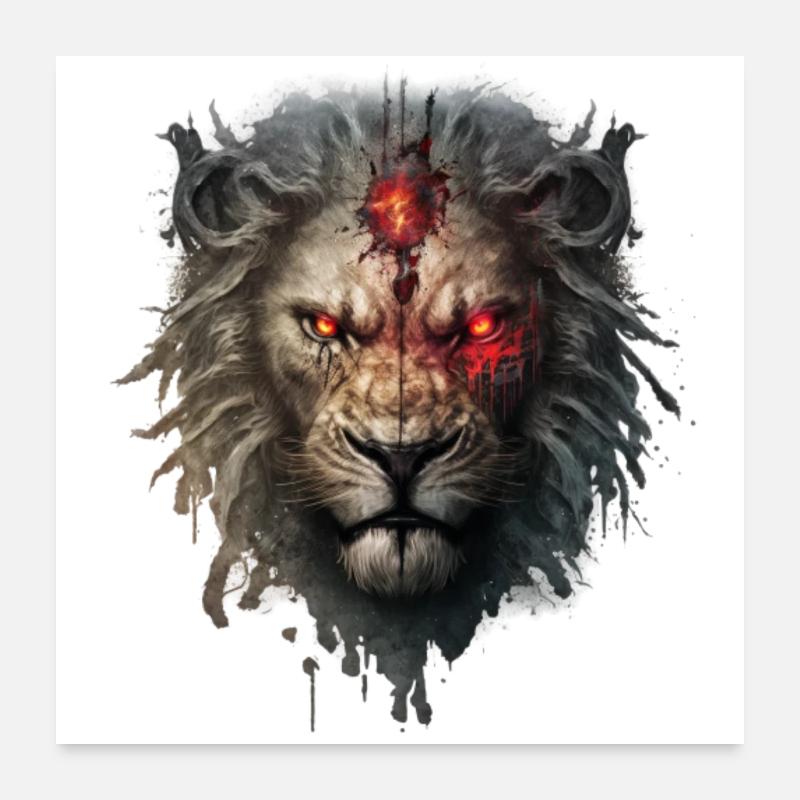Untoter Löwe: Erschreckender König der Savanne Poster 60x60 cm