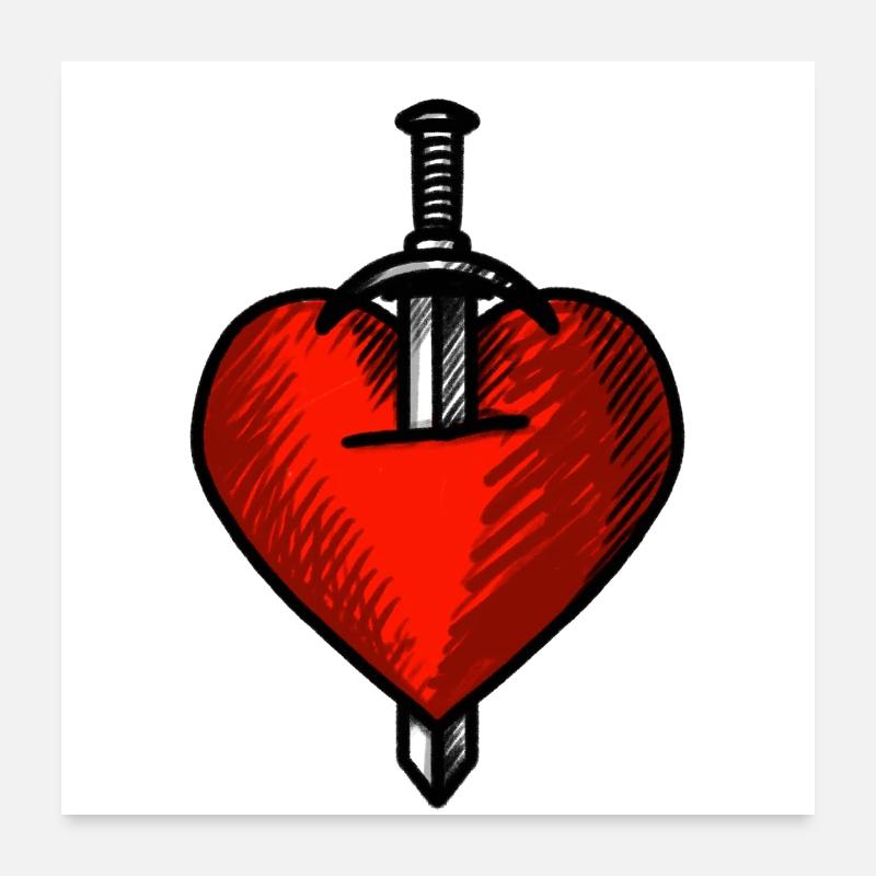 Spada del cuore Poster 60x60 cm