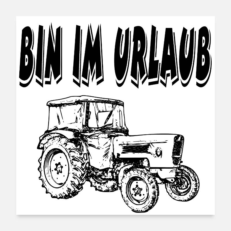 Traktor - Poster 60x60 cm - Weiß