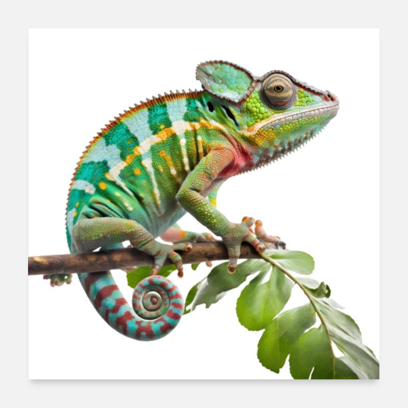 Vie caméléon colorée Poster 60 x 60 cm