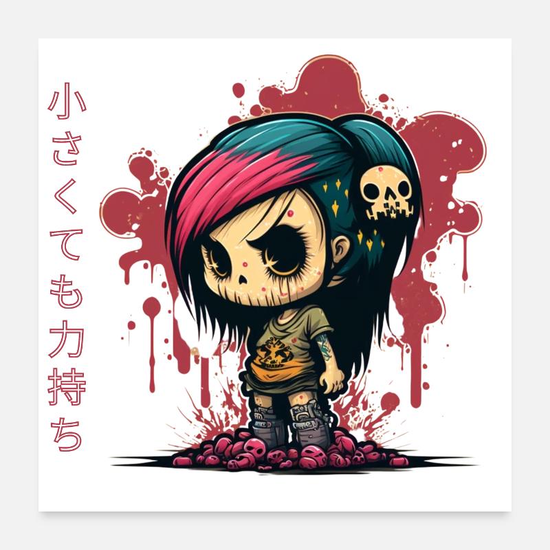 Anime Chibi Urban Graffiti | Small but powerful Poster 24" x 24" (60x60 cm)