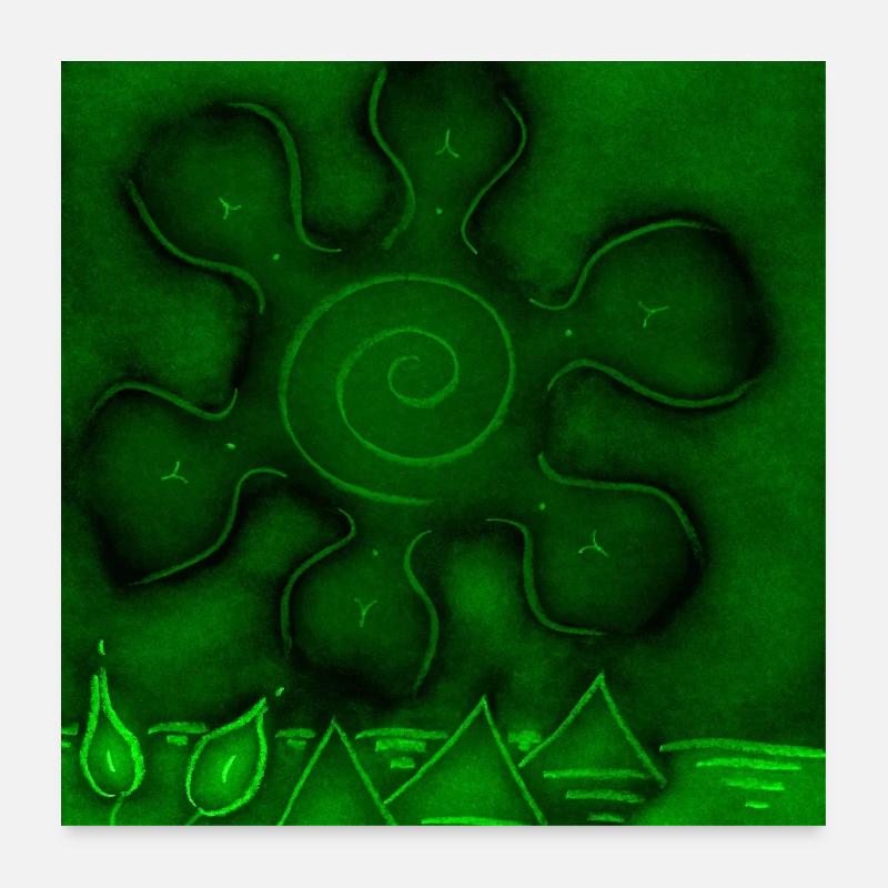 SOLEIL SUR PYRAMIDES VERTES Poster 60 x 60 cm
